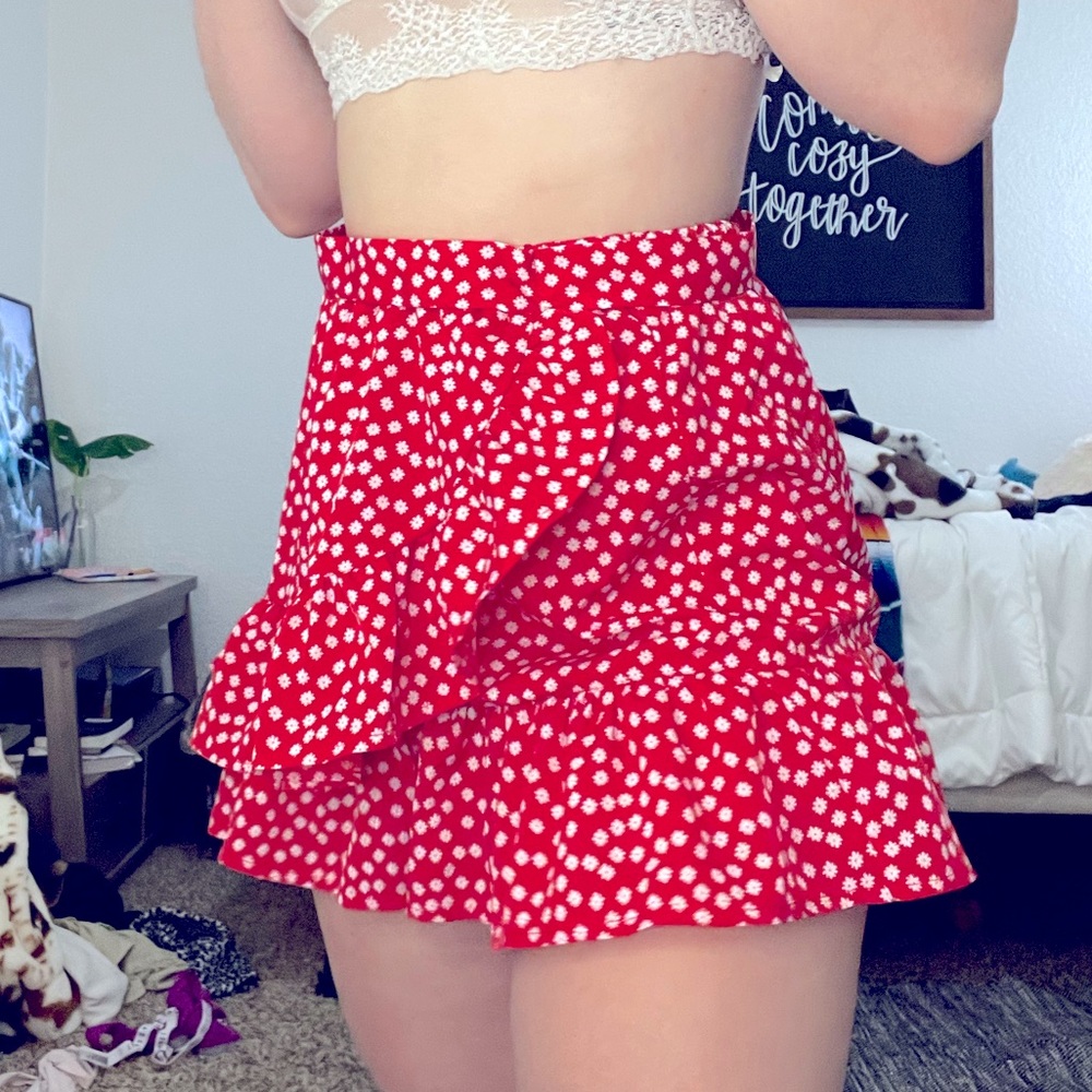 Red Floral Skirt